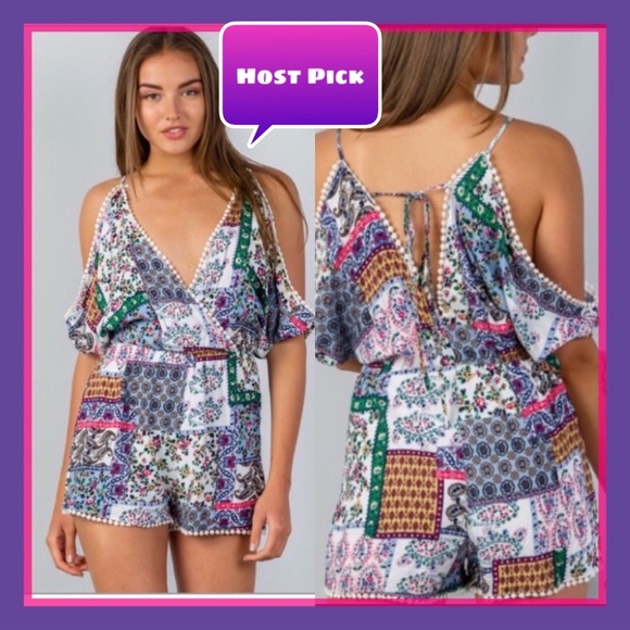 Dresses & Skirts - ♥️NWT COLD- SHOULDER POM POM ROMPER